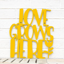 Load image into Gallery viewer, Spunky Fluff Proudly handmade in South Dakota, USA Medium / Yellow Love Grows Here
