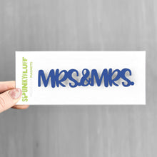 Load image into Gallery viewer, Spunky Fluff Proudly handmade in South Dakota, USA Cobalt Blue Mrs &amp; Mrs -Tiny Word Magnet
