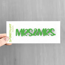 Load image into Gallery viewer, Spunky Fluff Proudly handmade in South Dakota, USA Grass Green Mrs &amp; Mrs -Tiny Word Magnet

