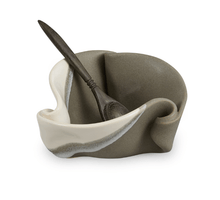 Load image into Gallery viewer, Hilborn Pottery Proudly Handmade in Ontario, CA Mustard Pot Grey White