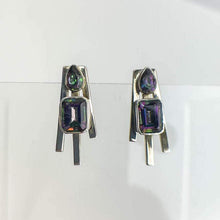 Load image into Gallery viewer, Lilly Barrack Proudly Handmade in New Mexico, US Mystic Topaz and Sterling Silver Bar Earrings