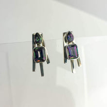 Load image into Gallery viewer, Lilly Barrack Proudly Handmade in New Mexico, US Mystic Topaz and Sterling Silver Bar Earrings