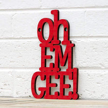 Load image into Gallery viewer, Spunky Fluff Proudly handmade in South Dakota, USA Red Oh Em Gee