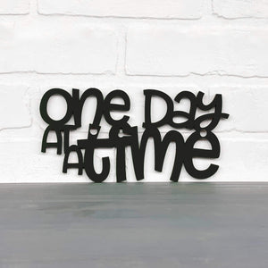 Spunky Fluff Proudly handmade in South Dakota, USA Small / Black "One Day At A Time" Decorative Wall Sign