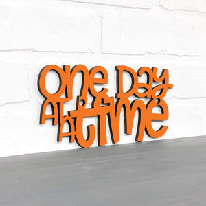 Spunky Fluff Proudly handmade in South Dakota, USA Small / Orange "One Day At A Time" Decorative Wall Sign