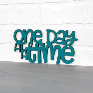 Spunky Fluff Proudly handmade in South Dakota, USA Small / Teal "One Day At A Time" Decorative Wall Sign