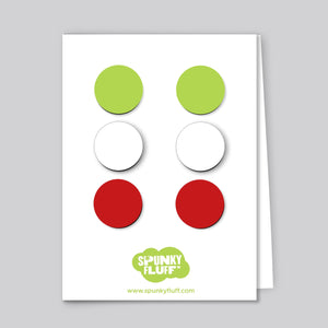 Spunky Fluff Proudly handmade in South Dakota, USA Christmas Bright Painted Dot Magnets, Small Variety Pack
