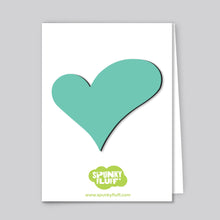 Load image into Gallery viewer, Spunky Fluff Proudly handmade in South Dakota, USA Teal Painted Heart Magnet