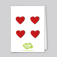 Load image into Gallery viewer, Spunky Fluff Proudly handmade in South Dakota, USA Red Painted Mini-heart Magnets