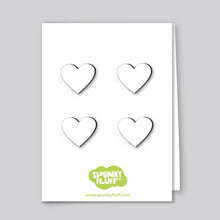Load image into Gallery viewer, Spunky Fluff Proudly handmade in South Dakota, USA White Painted Mini-heart Magnets