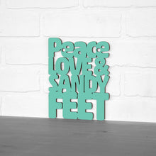 Load image into Gallery viewer, Spunky Fluff Proudly handmade in South Dakota, USA Small / Turquoise Peace, Love And Sandy Feet