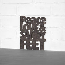 Load image into Gallery viewer, Spunky Fluff Proudly handmade in South Dakota, USA Small / Weathered Ebony Peace, Love And Sandy Feet