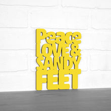 Load image into Gallery viewer, Spunky Fluff Proudly handmade in South Dakota, USA Small / Yellow Peace, Love And Sandy Feet