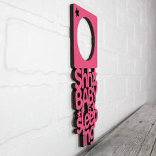 Load image into Gallery viewer, Spunky Fluff Proudly Handmade in South Dakota, USA Magenta Shhh... The Baby is Sleeping