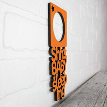Load image into Gallery viewer, Spunky Fluff Proudly Handmade in South Dakota, USA Orange Shhh... The Baby is Sleeping