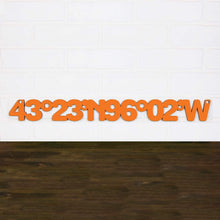 Load image into Gallery viewer, Spunky Fluff Proudly handmade in South Dakota, USA Sioux Falls-Latitude Longitude Sign