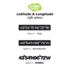 Load image into Gallery viewer, Spunky Fluff Proudly handmade in South Dakota, USA Sioux Falls-Latitude Longitude Sign