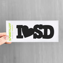 Load image into Gallery viewer, Spunky Fluff Proudly handmade in South Dakota, USA Black State Initials Tiny Word Magnet