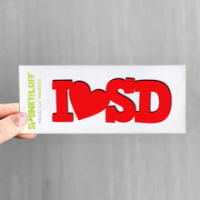 Load image into Gallery viewer, Spunky Fluff Proudly handmade in South Dakota, USA Red State Initials Tiny Word Magnet