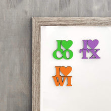Load image into Gallery viewer, Spunky Fluff Proudly handmade in South Dakota, USA Purple State Pride Initials Magnet