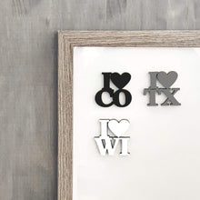 Load image into Gallery viewer, Spunky Fluff Proudly handmade in South Dakota, USA White State Pride Initials Magnet