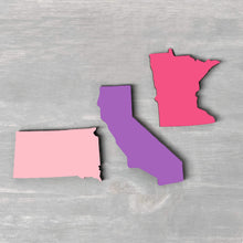 Load image into Gallery viewer, Spunky Fluff Proudly handmade in South Dakota, USA Purple State Shape Pride Magnets