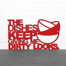 Load image into Gallery viewer, Spunky Fluff Proudly Handmade in South Dakota, USA Medium / Red The Dishes Keep Giving me Dirty Looks