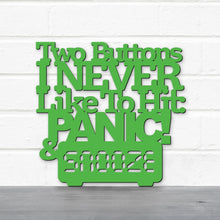 Load image into Gallery viewer, Spunky Fluff Proudly Handmade in South Dakota, USA Medium / Grass Green Two Buttons I Never Like To Hit: Panic & Snooze, Ted Lasso Quote