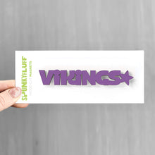 Load image into Gallery viewer, Spunky Fluff Proudly handmade in South Dakota, USA Purple Vikings-Tiny Word Magnet