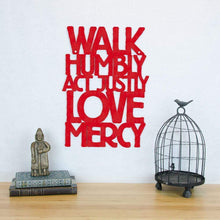 Load image into Gallery viewer, Spunky Fluff Proudly handmade in South Dakota, USA Medium / Red Walk Humbly, Act Justly, Love Mercy