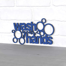Load image into Gallery viewer, Spunky Fluff Proudly handmade in South Dakota, USA Small / Cobalt Blue &quot;Wash Your Hands&quot; Decorative Wall Sign
