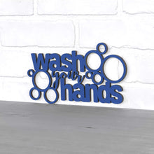 Load image into Gallery viewer, Spunky Fluff Proudly handmade in South Dakota, USA Small / Cobalt Blue "Wash Your Hands" Decorative Wall Sign