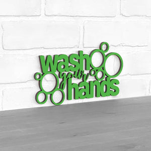 Spunky Fluff Proudly handmade in South Dakota, USA Small / Grass Green "Wash Your Hands" Decorative Wall Sign