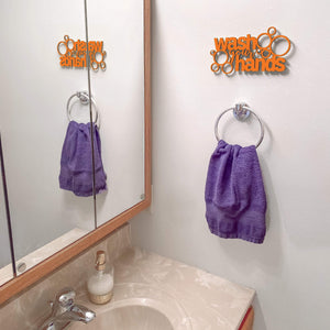 Spunky Fluff Proudly handmade in South Dakota, USA Small / Orange "Wash Your Hands" Decorative Wall Sign
