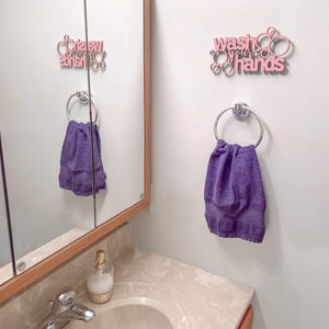 Spunky Fluff Proudly handmade in South Dakota, USA Small / Pink "Wash Your Hands" Decorative Wall Sign