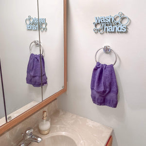 Spunky Fluff Proudly handmade in South Dakota, USA Small / Powder "Wash Your Hands" Decorative Wall Sign