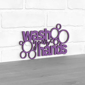 Spunky Fluff Proudly handmade in South Dakota, USA Small / Purple "Wash Your Hands" Decorative Wall Sign