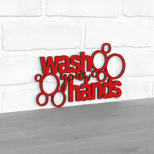 Load image into Gallery viewer, Spunky Fluff Proudly handmade in South Dakota, USA Small / Red "Wash Your Hands" Decorative Wall Sign
