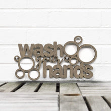 Load image into Gallery viewer, Spunky Fluff Proudly handmade in South Dakota, USA Small / Weathered Brown "Wash Your Hands" Decorative Wall Sign