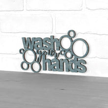 Load image into Gallery viewer, Spunky Fluff Proudly handmade in South Dakota, USA Small / Weathered Denim &quot;Wash Your Hands&quot; Decorative Wall Sign
