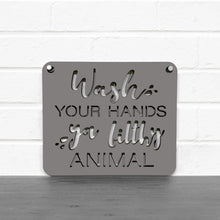 Load image into Gallery viewer, Spunky Fluff Proudly handmade in South Dakota, USA Large / Charcoal Gray "Wash Your Hands Ya Filthy Animal" Decorative Sign