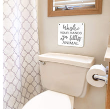 Load image into Gallery viewer, Spunky Fluff Proudly handmade in South Dakota, USA Small / White "Wash Your Hands Ya Filthy Animal" Decorative Sign
