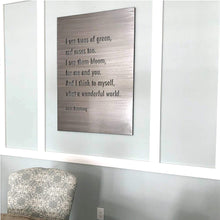 Load image into Gallery viewer, Prairie Dance Proudly Handmade in South Dakota, USA Large (Regular) / Brush Finish "What a Wonderful World" Wall Art (Lyrics)