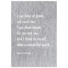 Load image into Gallery viewer, Prairie Dance Proudly Handmade in South Dakota, USA "What a Wonderful World" Wall Art (Lyrics)