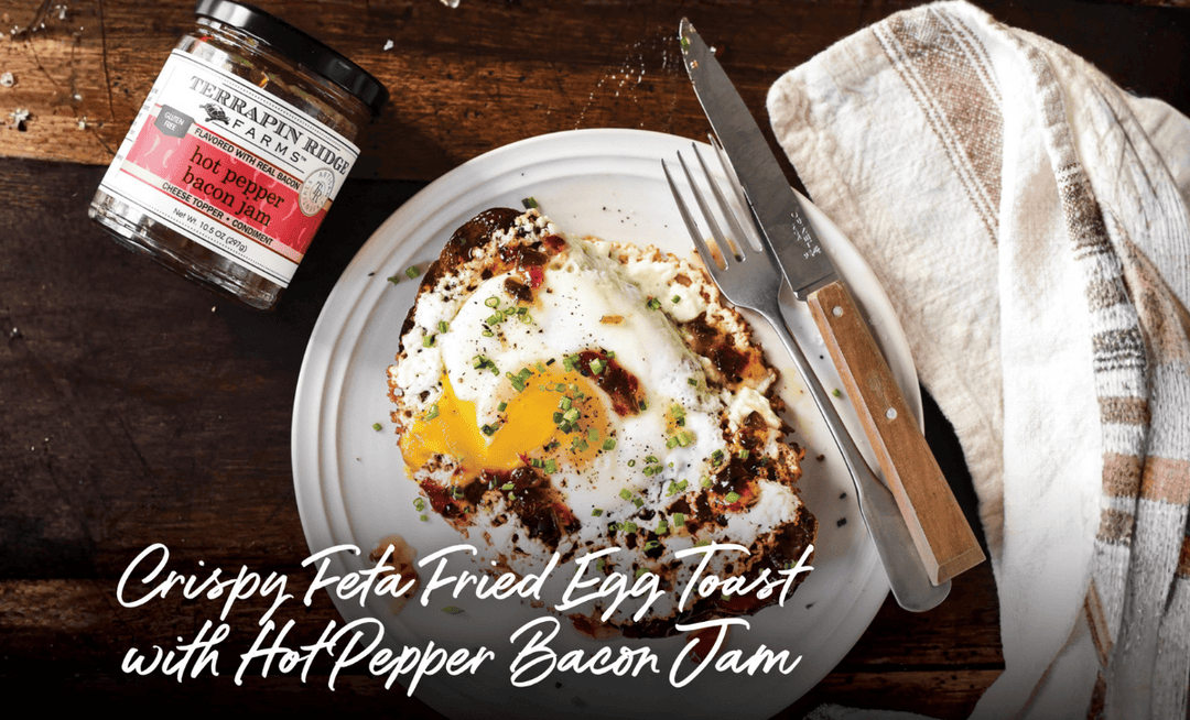 Crispy Feta Fried Egg Toast with Hot Pepper Bacon Jam