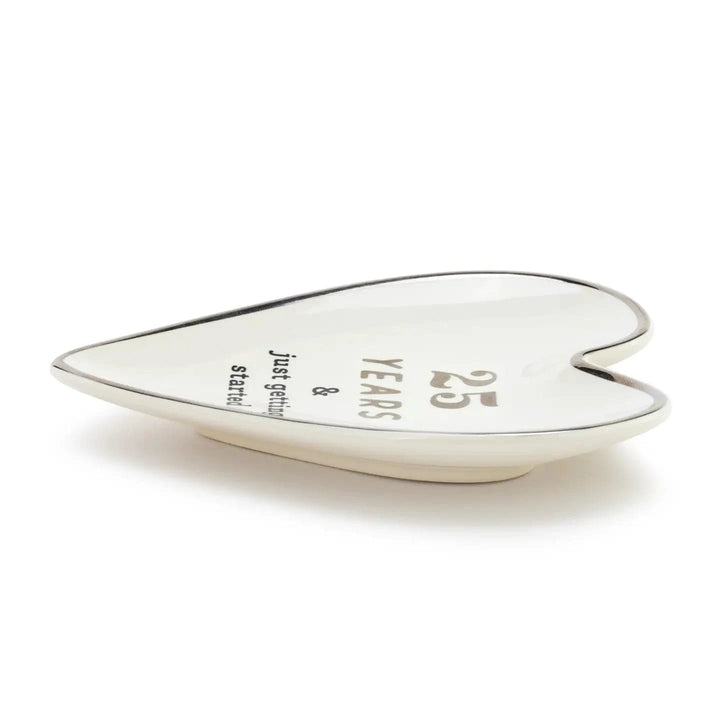 Demdaco Ceramics 25 Years Art Heart Trinket Dish, Anniversary Gift For Her