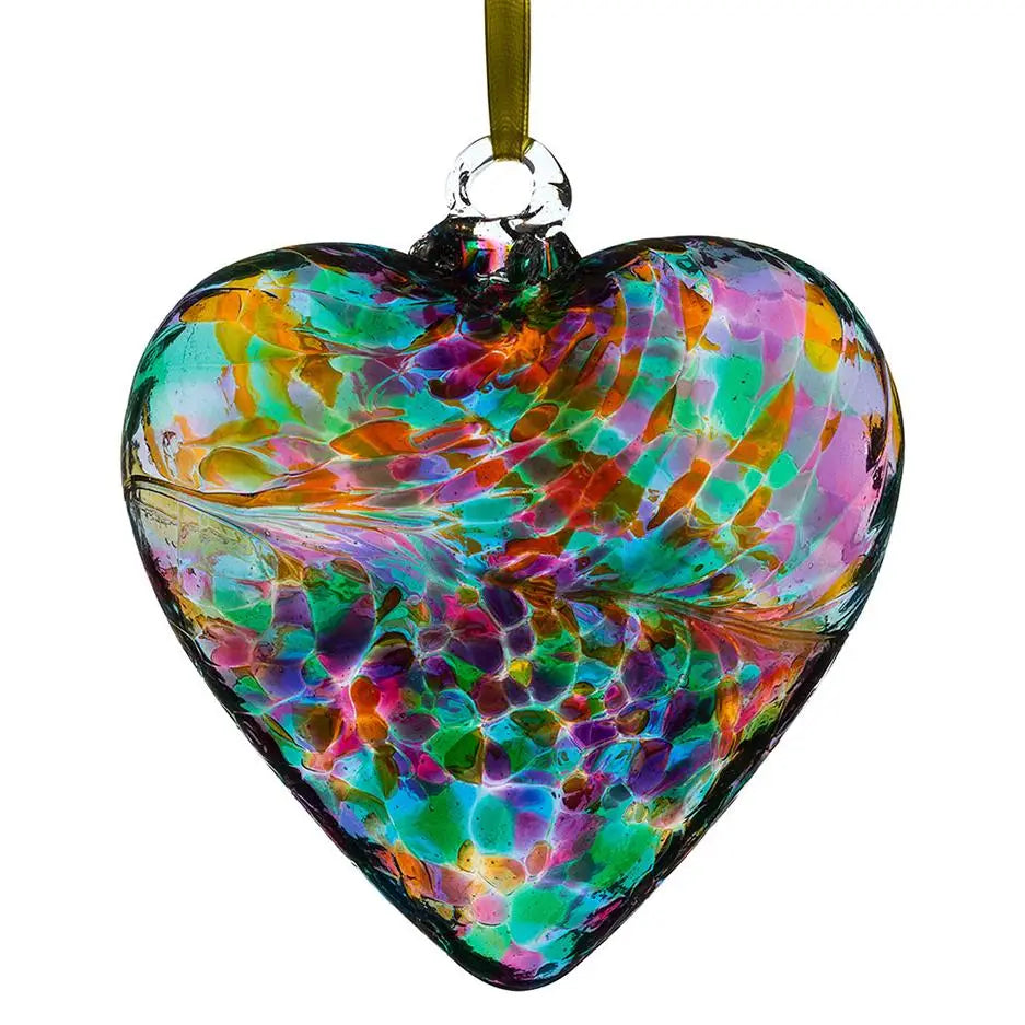 Sienna Glass Multicolored Turquoise 5" Friendship Hearts