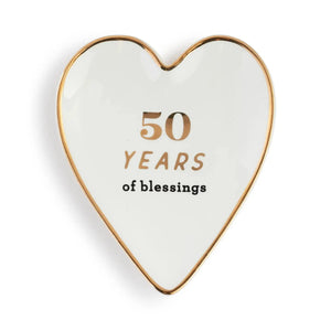 Demdaco Ceramics 50 Years Art Heart Trinket Dish, Anniversary Gift For Her