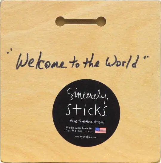 Sincerely Sticks Home Decor - Home Accent 6" x 6" Welcome to the World Plaque