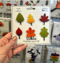Load image into Gallery viewer, Autumn Leaves Magnet Set of 6 – Handpainted Steel Fall Décor by Roeda Studio
